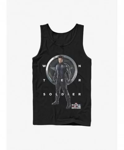 Bestselling Marvel The Falcon And The Winter Soldier Bucky Grid Text Tank $6.77 Tanks