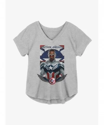 Big Sale Marvel The Falcon And The Winter Soldier Sam As Captain America Girls Plus Size T-Shirt $7.86 T-Shirts