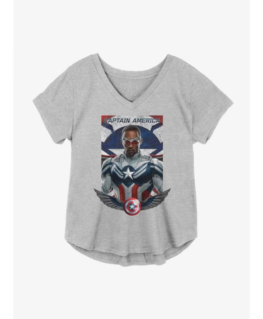 Big Sale Marvel The Falcon And The Winter Soldier Sam As Captain America Girls Plus Size T-Shirt $7.86 T-Shirts