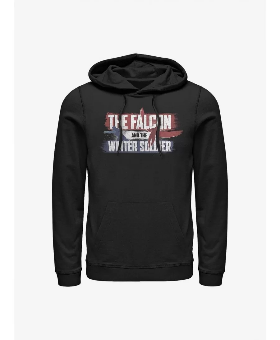 Premium Marvel The Falcon And The Winter Soldier Spray Paint Logo Hoodie $17.60 Hoodies