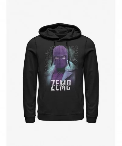 Hot Sale Marvel The Falcon And The Winter Soldier Zemo Purple Hoodie $16.52 Hoodies