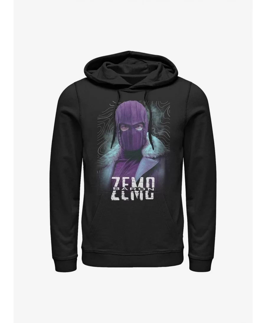 Hot Sale Marvel The Falcon And The Winter Soldier Zemo Purple Hoodie $16.52 Hoodies