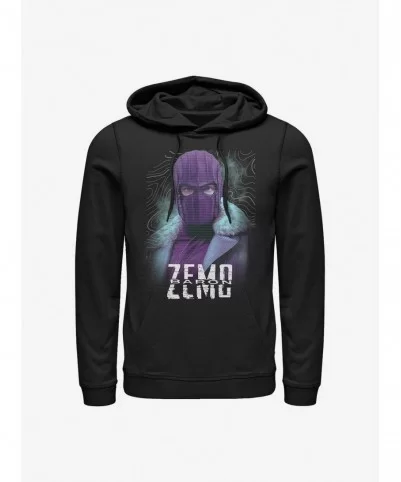 Hot Sale Marvel The Falcon And The Winter Soldier Zemo Purple Hoodie $16.52 Hoodies