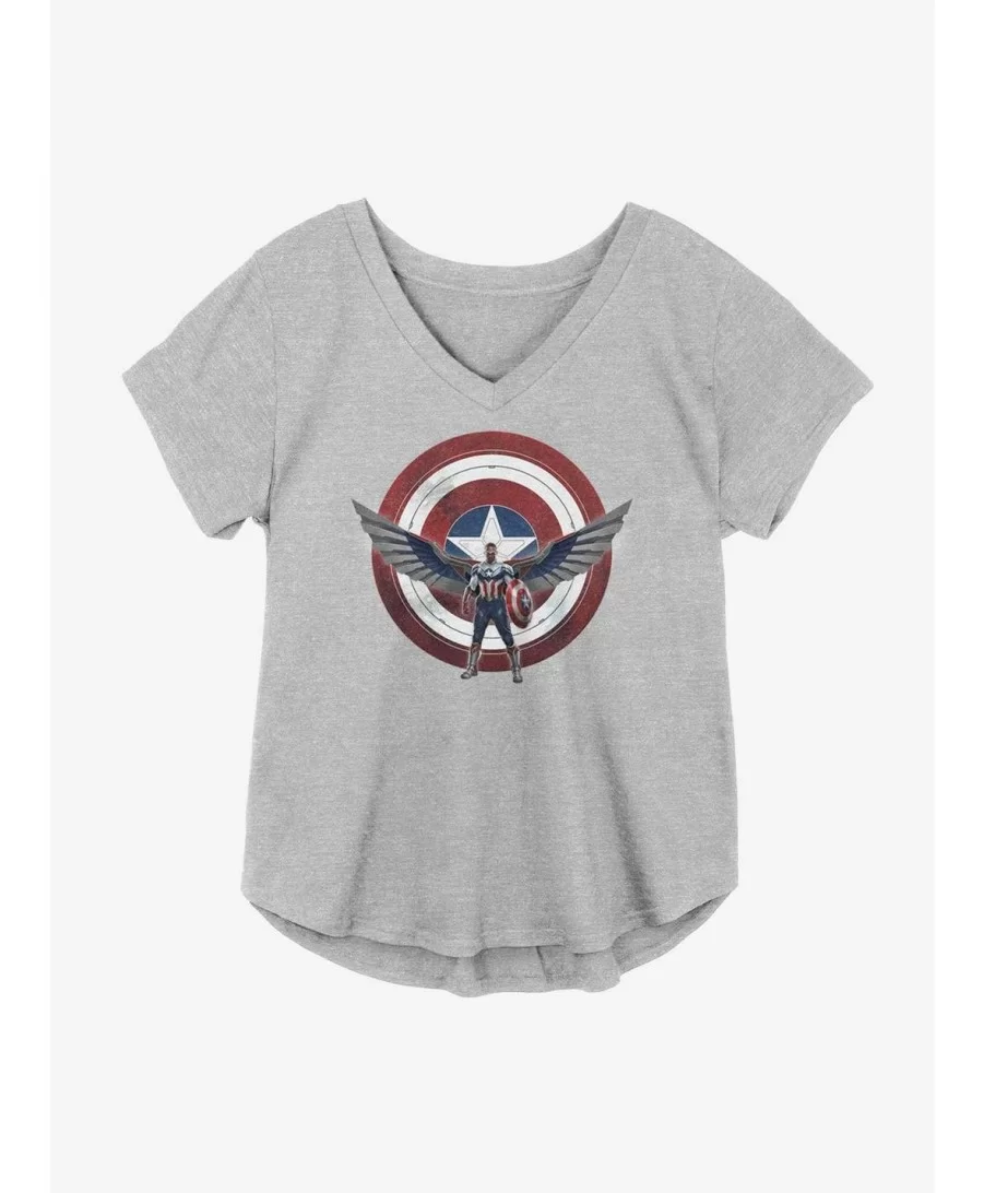 Fashion Marvel The Falcon And The Winter Soldier Wield The Shield Girls Plus Size T-Shirt $9.48 T-Shirts