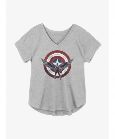 Fashion Marvel The Falcon And The Winter Soldier Wield The Shield Girls Plus Size T-Shirt $9.48 T-Shirts