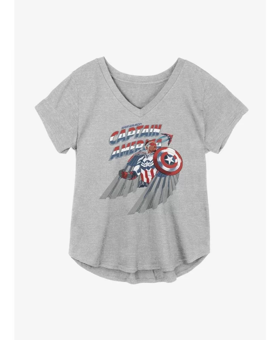 Premium Marvel The Falcon And The Winter Soldier Falcon With Shield Girls Plus Size T-Shirt $10.64 T-Shirts