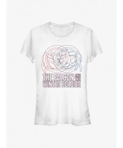 Low Price Marvel The Falcon And The Winter Soldier Red Blue Wireframe Girls T-Shirt $7.77 T-Shirts