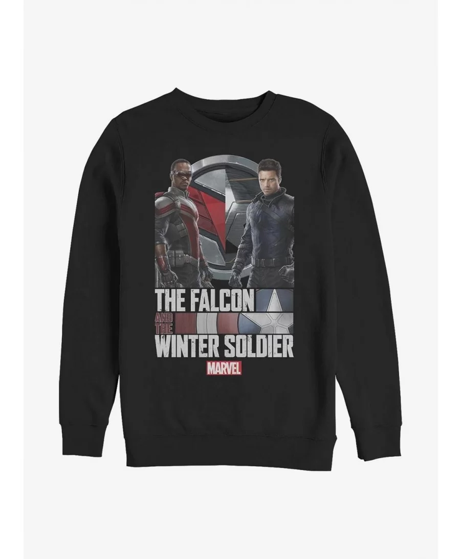 Hot Selling Marvel The Falcon And The Winter Soldier Falcon And Bucky Crew Sweatshirt $11.81 Sweatshirts