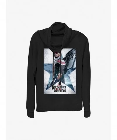 Sale Item Marvel The Falcon And The Winter Soldier Falcon Poster Cowlneck Long-Sleeve Girls Top $14.37 Tops