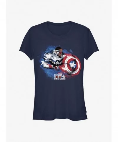 Exclusive Price Marvel The Falcon And The Winter Soldier Sam Wilson Captain America Shield Girls T-Shirt $7.28 T-Shirts