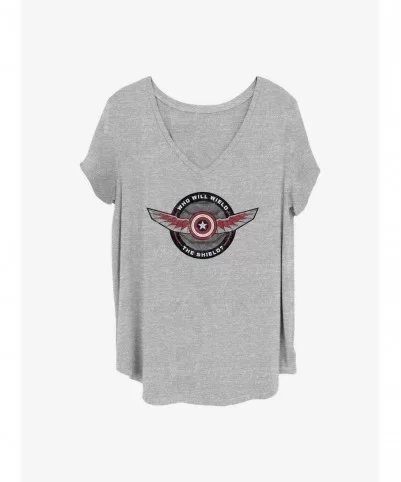 Exclusive Marvel The Falcon and the Winter Soldier Wield Shield Girls T-Shirt Plus Size $8.09 T-Shirts