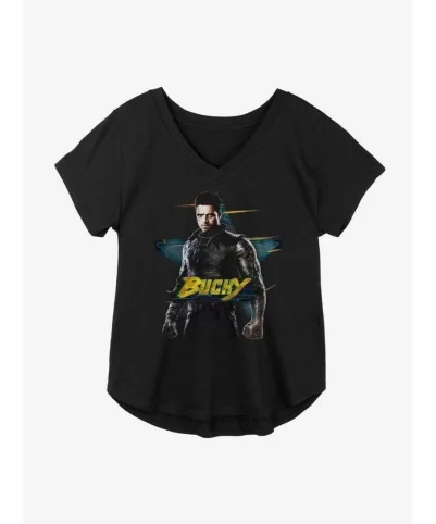 Premium Marvel The Falcon And The Winter Soldier Bucky Star Logo Girls Plus Size T-Shirt $8.55 T-Shirts