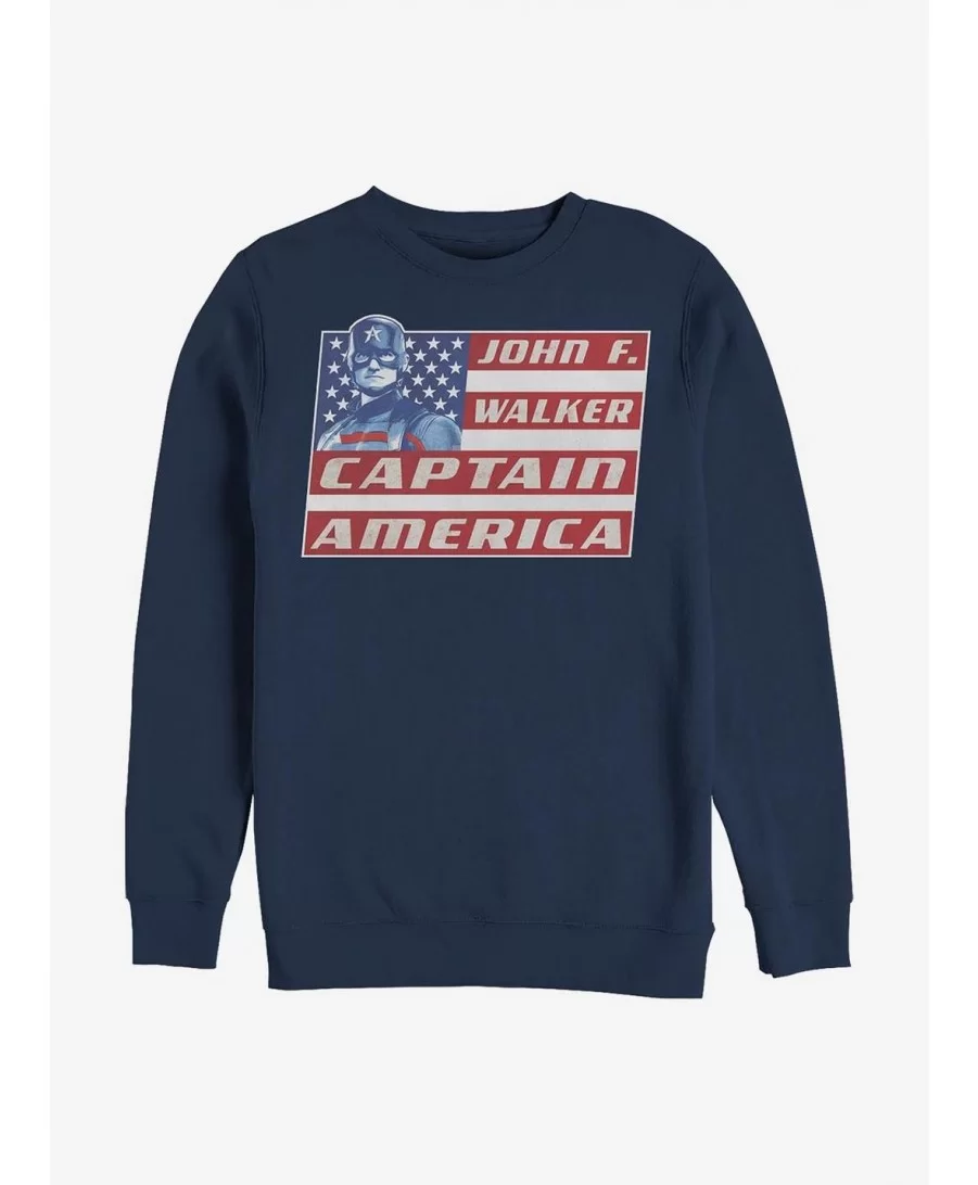 Bestselling Marvel The Falcon And The Winter Soldier Captain Walker Crew Sweatshirt $12.69 Sweatshirts