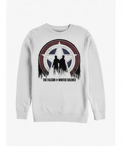 Exclusive Marvel The Falcon And The Winter Soldier Silhouette Shield Crew Sweatshirt $12.10 Sweatshirts