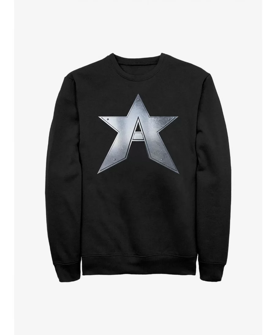 Big Sale Marvel The Falcon And The Winter Soldier John Walker Captain Symbol Crew Sweatshirt $14.76 Sweatshirts