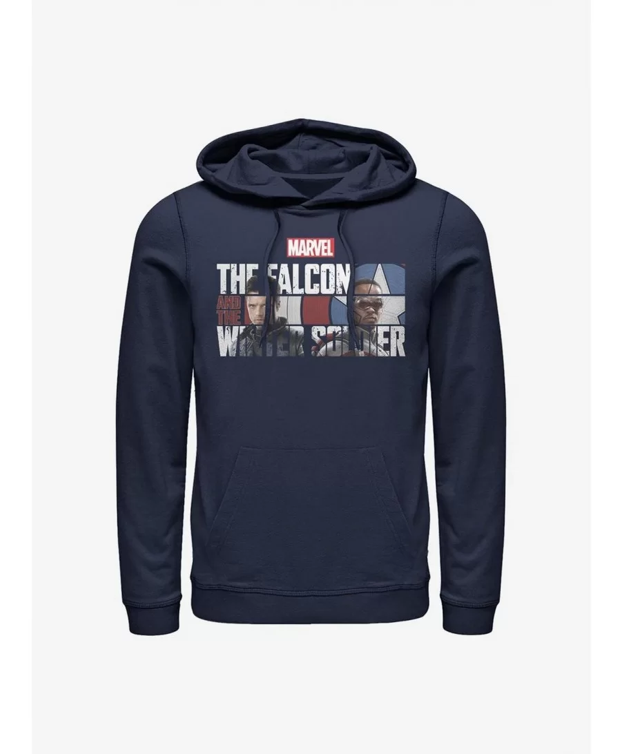 Discount Marvel The Falcon And The Winter Soldier Logo Fill Hoodie $15.80 Hoodies