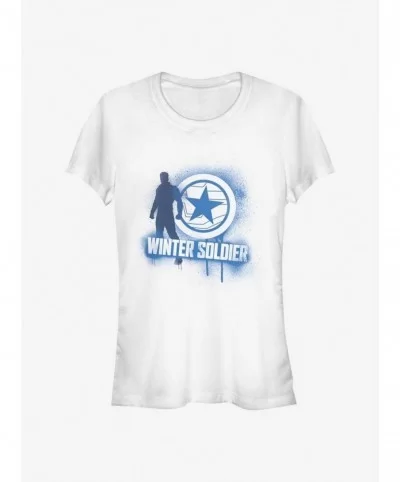 Low Price Marvel The Falcon And The Winter Soldier Winter Soldier Spray Paint Girls T-Shirt $6.31 T-Shirts