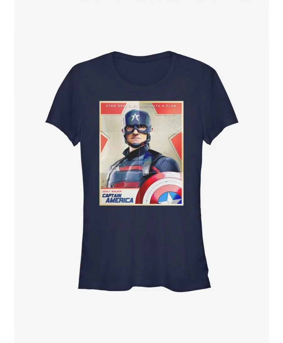 Sale Item Marvel The Falcon And The Winter Soldier Captain America Poster Girls T-Shirt $5.34 T-Shirts