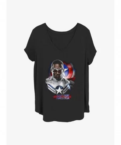 Wholesale Marvel The Falcon and the Winter Soldier Cap Pose Girls T-Shirt Plus Size $11.33 T-Shirts