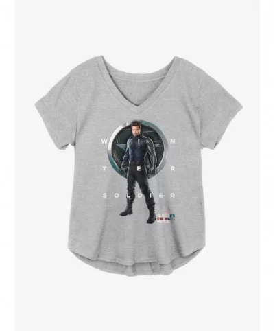 Huge Discount Marvel The Falcon And The Winter Soldier Bucky Grid Text Girls Plus Size T-Shirt $11.33 T-Shirts