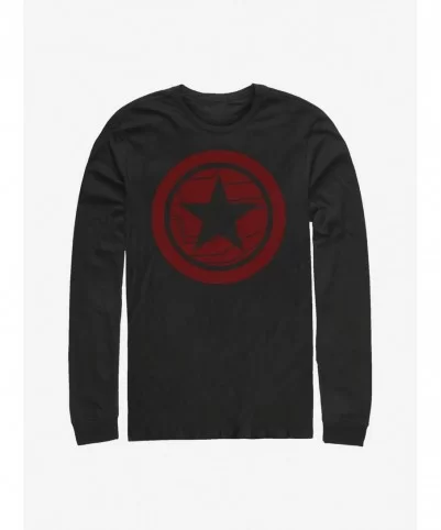 Absolute Discount Marvel The Falcon And The Winter Soldier Red Shield Long-Sleeve T-Shirt $12.90 T-Shirts