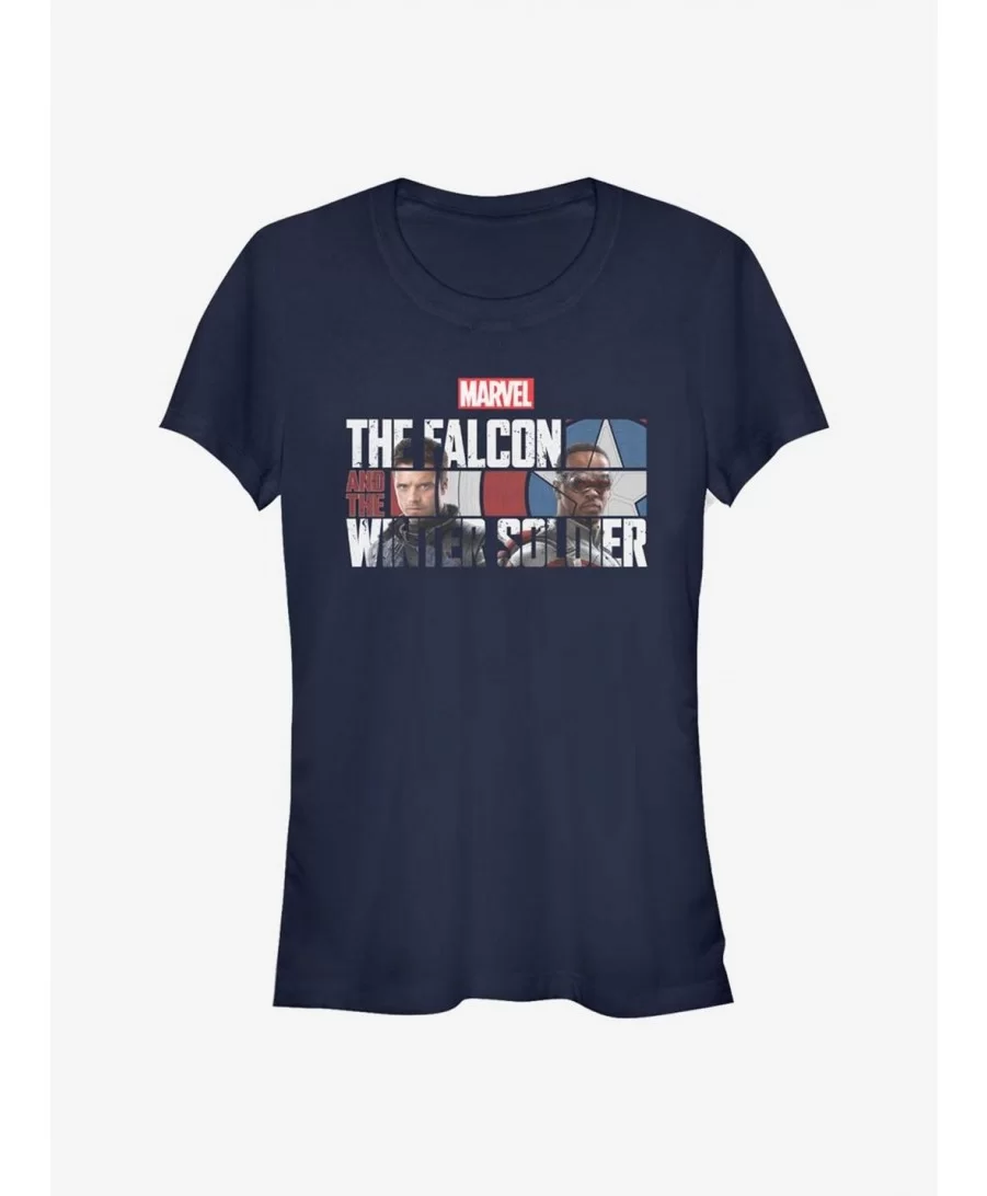 Pre-sale Marvel The Falcon And The Winter Soldier Logo Fill Girls T-Shirt $7.93 T-Shirts