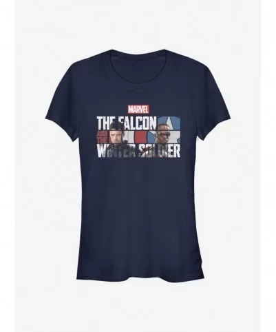 Pre-sale Marvel The Falcon And The Winter Soldier Logo Fill Girls T-Shirt $7.93 T-Shirts