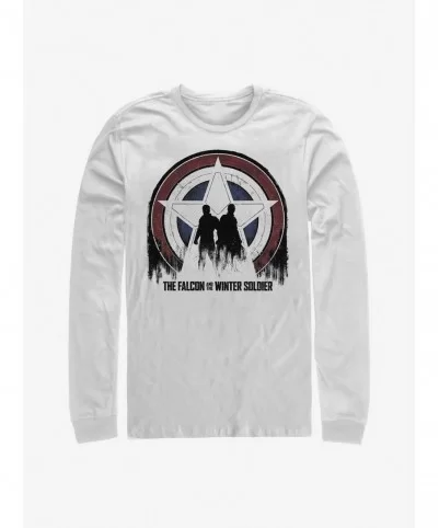 Best Deal Marvel The Falcon And The Winter Soldier Silhouette Shield Long-Sleeve T-Shirt $9.48 T-Shirts