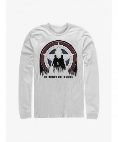 Best Deal Marvel The Falcon And The Winter Soldier Silhouette Shield Long-Sleeve T-Shirt $9.48 T-Shirts