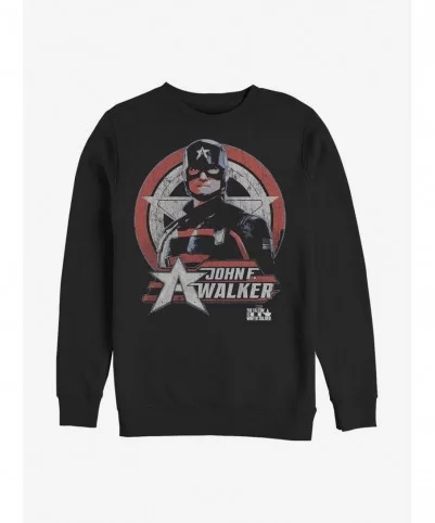 Clearance Marvel The Falcon And The Winter Soldier Walker Captain America Walker Shield Crew Sweatshirt $12.99 Sweatshirts