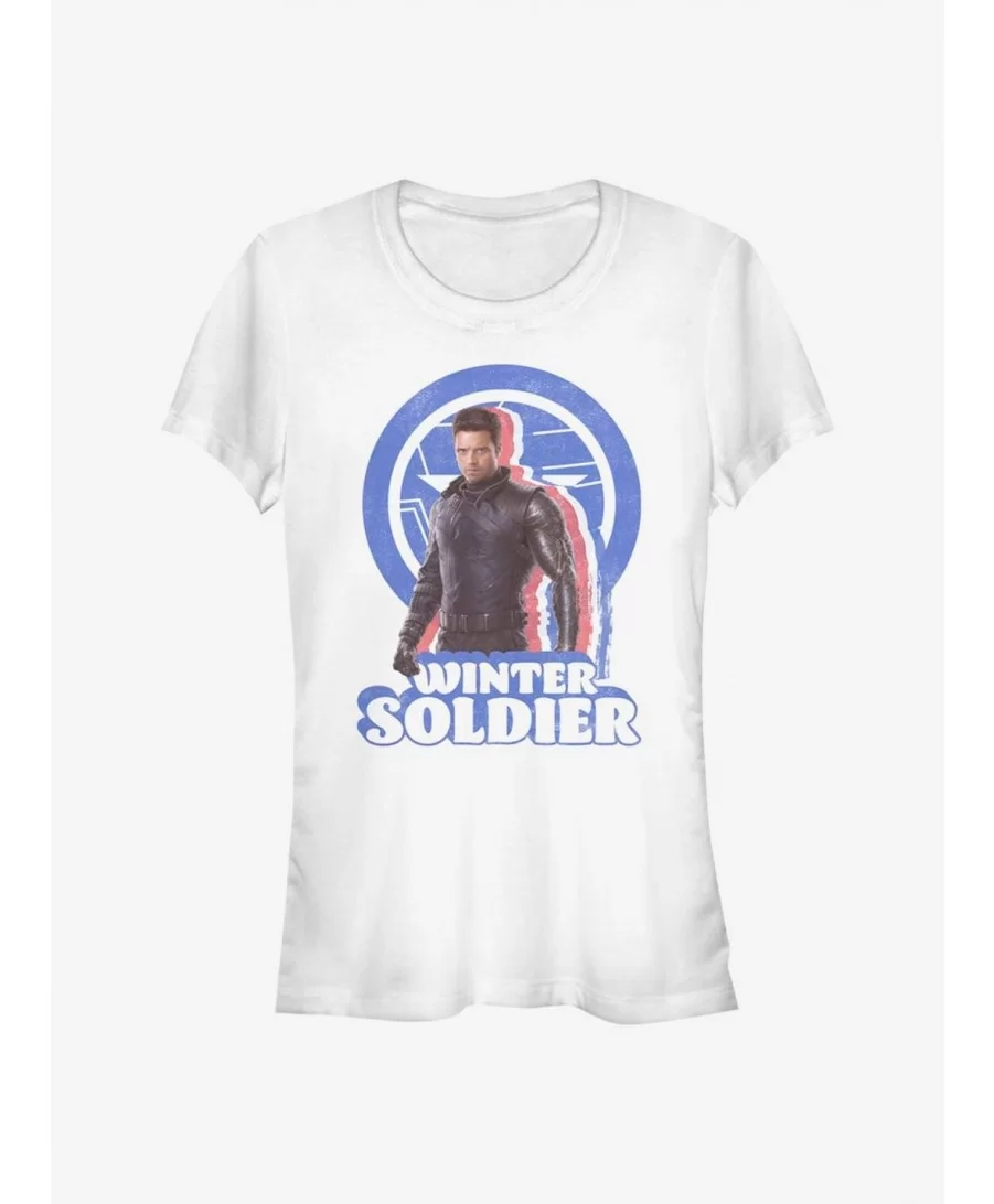 Hot Sale Marvel The Falcon And The Winter Soldier Shadow Outline Bucky Girls T-Shirt $5.34 T-Shirts