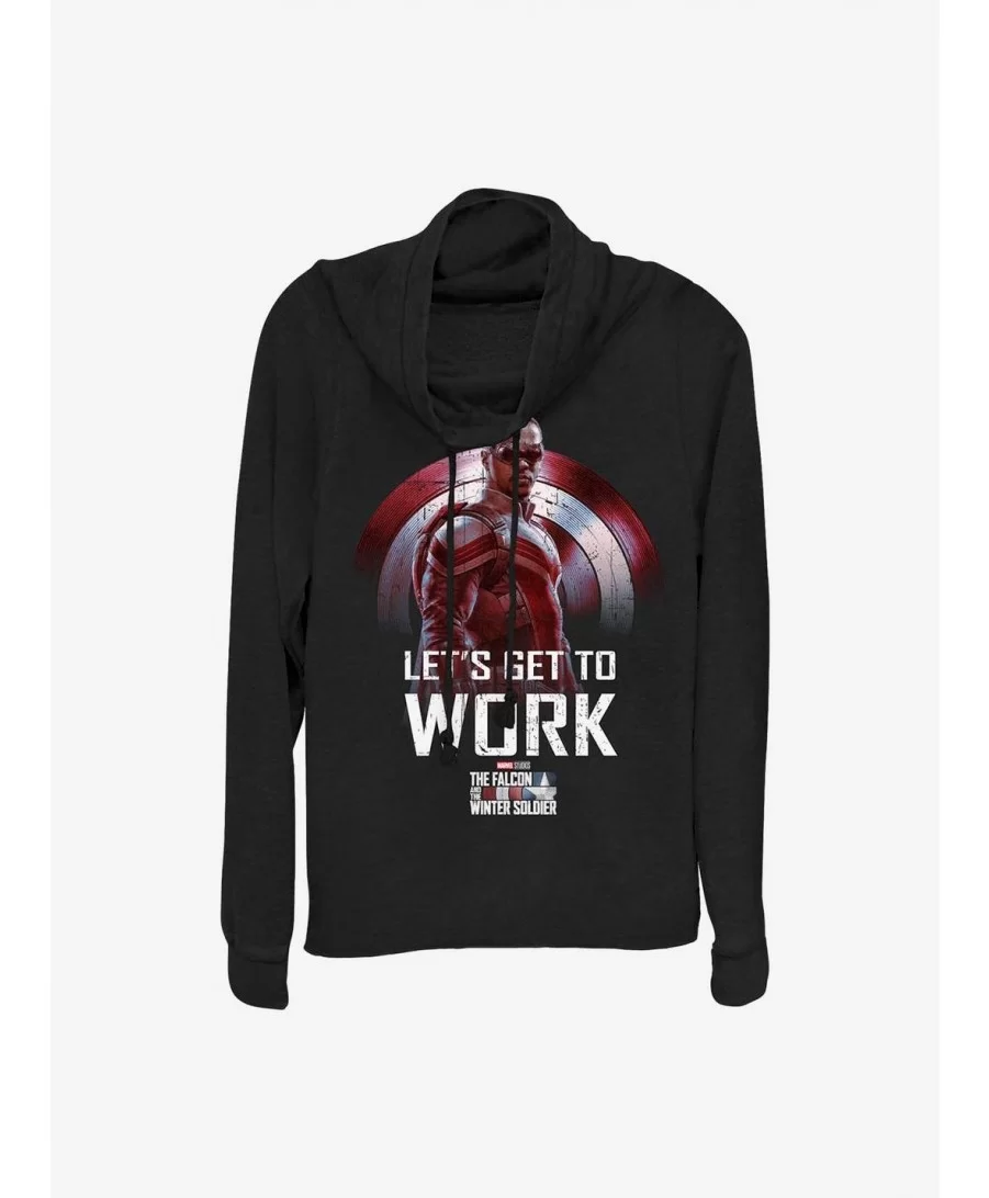 Premium Marvel The Falcon And The Winter Soldier Let's Get To Work Cowlneck Long-Sleeve Girls Top $16.52 Tops