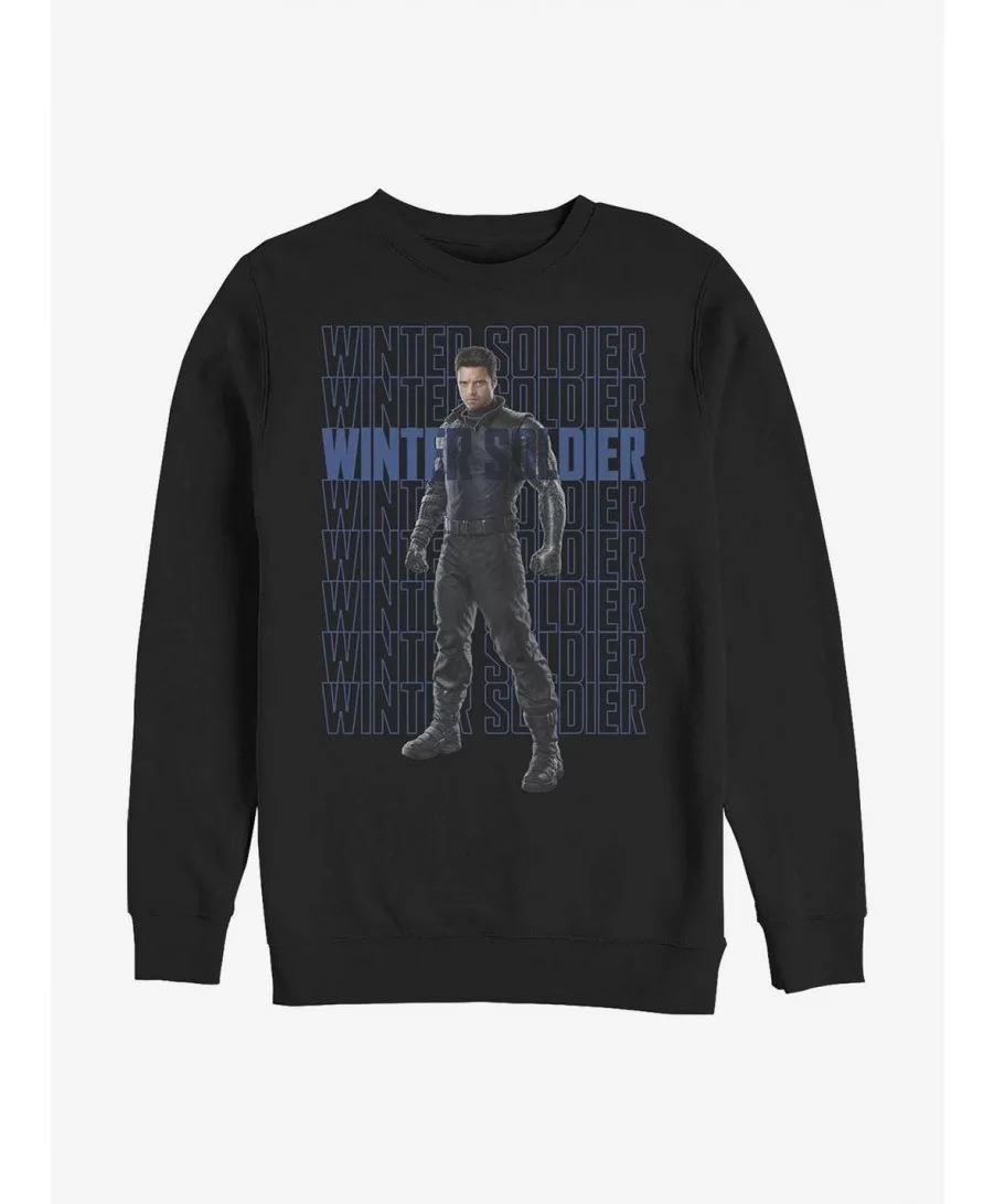 Big Sale Marvel The Falcon And The Winter Soldier Winter Soldier Repeating Crew Sweatshirt $12.40 Sweatshirts