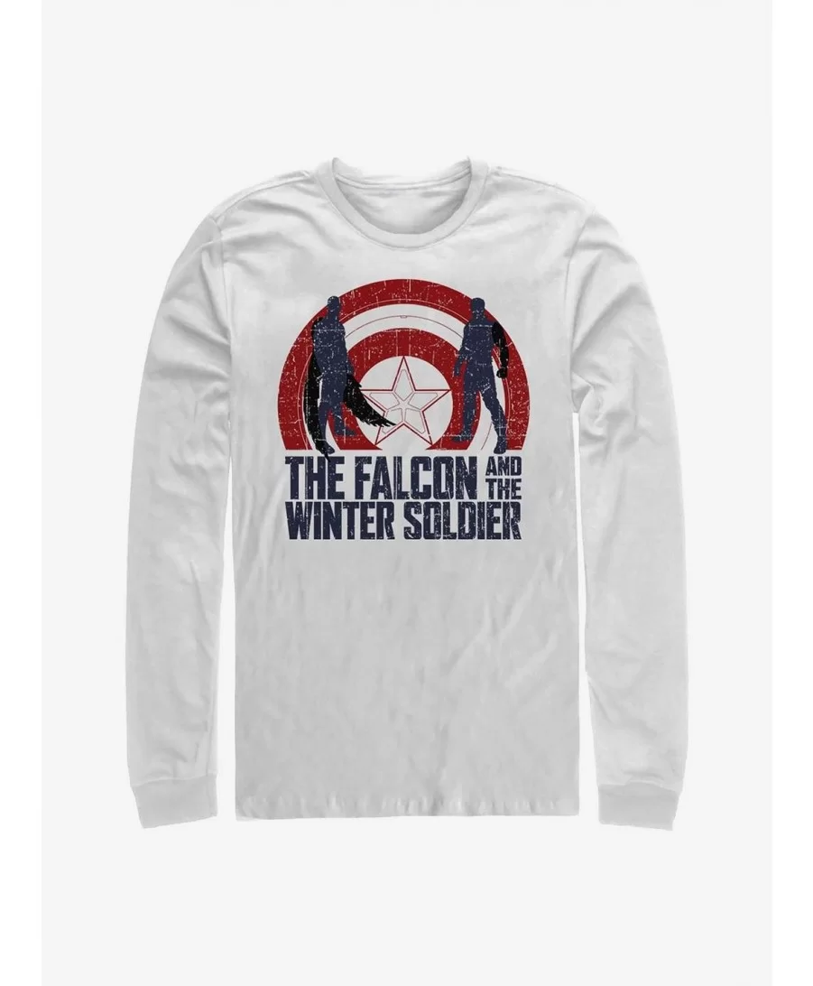 Crazy Deals Marvel The Falcon And The Winter Soldier Shield Outline Long-Sleeve T-Shirt $11.84 T-Shirts