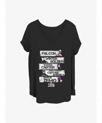 Limited-time Offer Marvel The Falcon and the Winter Soldier Character Stack Girls T-Shirt Plus Size $8.32 T-Shirts