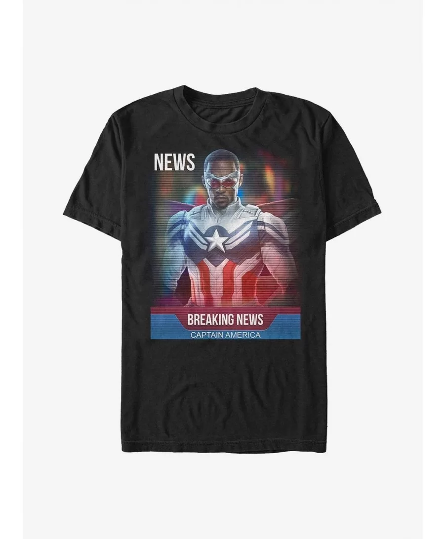 Best Deal Marvel The Falcon And The Winter Soldier Breaking News T-Shirt $6.37 T-Shirts