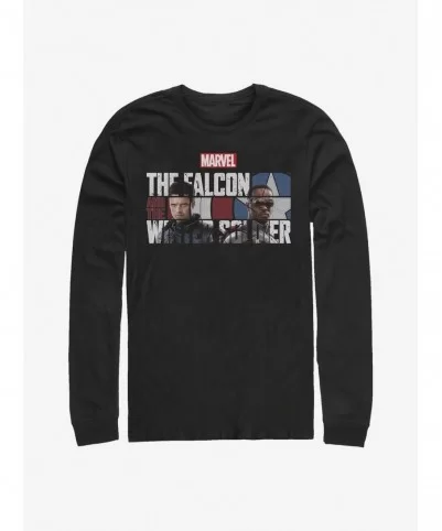 Discount Sale Marvel The Falcon And The Winter Soldier Logo Fill Long-Sleeve T-Shirt $11.05 T-Shirts