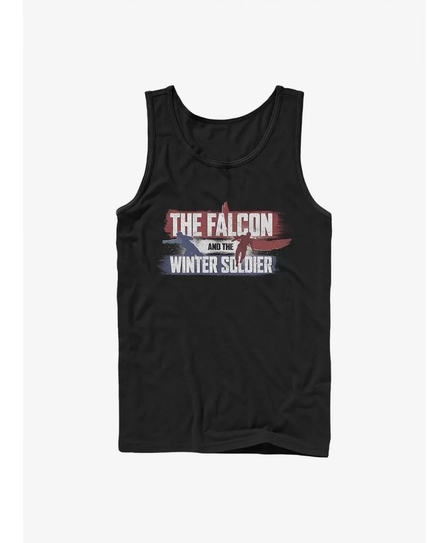 New Arrival Marvel The Falcon And The Winter Soldier Spray Paint Logo Tank $8.96 Tanks