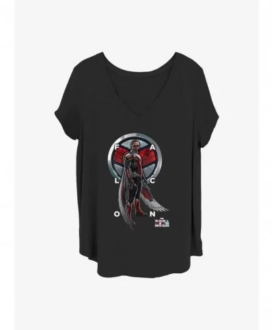 Hot Selling Marvel The Falcon and the Winter Soldier Falcon Grid Text Girls T-Shirt Plus Size $6.94 T-Shirts