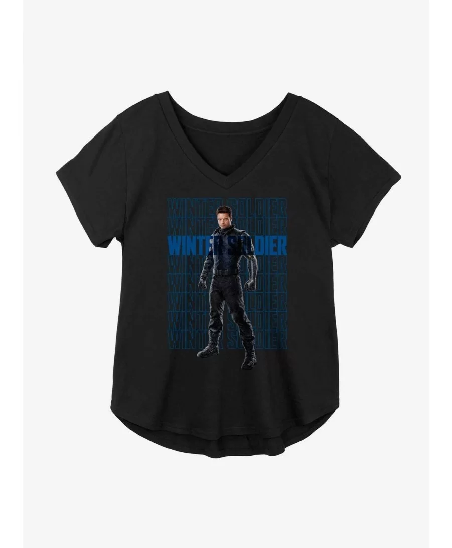 Exclusive Price Marvel The Falcon And The Winter Soldier Bucky Repeating Text Girls Plus Size T-Shirt $9.94 T-Shirts