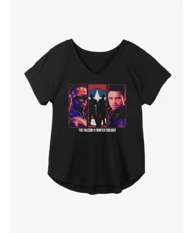 Absolute Discount Marvel The Falcon And The Winter Soldier Group Panel Girls Plus Size T-Shirt $11.10 T-Shirts