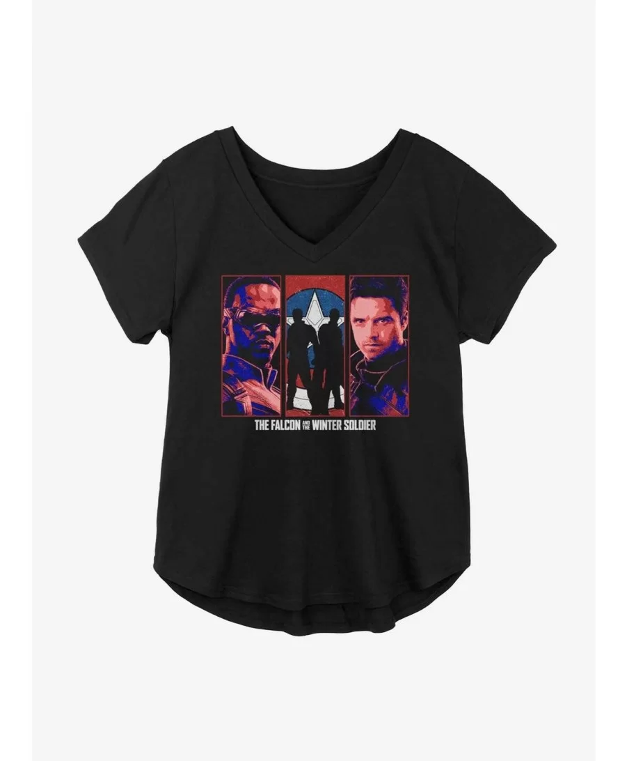 Absolute Discount Marvel The Falcon And The Winter Soldier Group Panel Girls Plus Size T-Shirt $11.10 T-Shirts