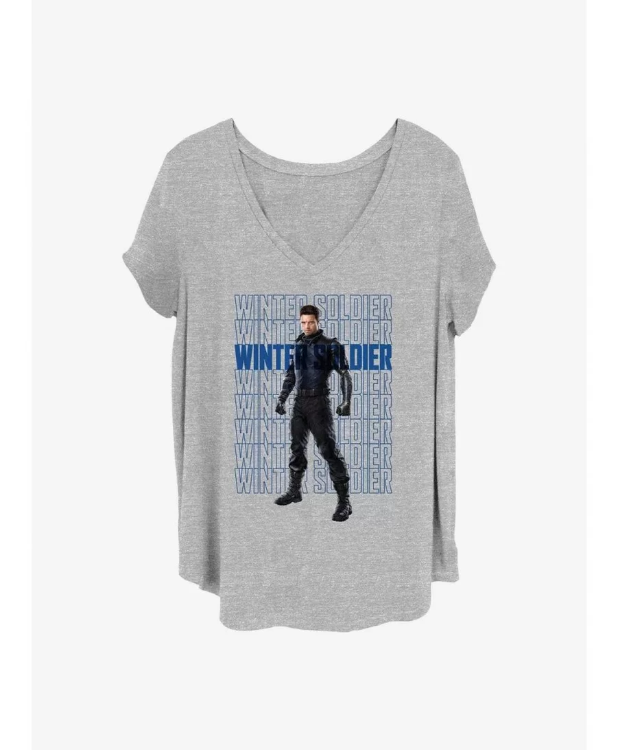 Hot Sale Marvel The Falcon and the Winter Soldier Bucky Girls T-Shirt Plus Size $7.40 T-Shirts