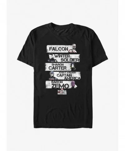 Huge Discount Marvel The Falcon And The Winter Soldier Character Stack T-Shirt $6.06 T-Shirts