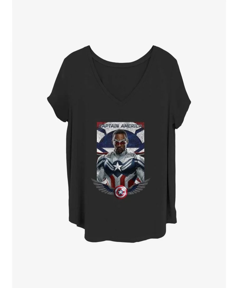 Pre-sale Discount Marvel The Falcon and the Winter Soldier Captain America Girls T-Shirt Plus Size $8.79 T-Shirts