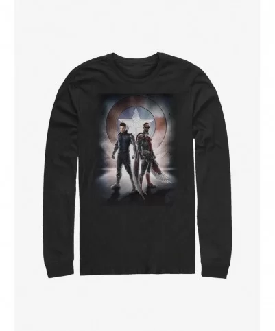 Wholesale Marvel The Falcon And The Winter Soldier Team Poster Long-Sleeve T-Shirt $11.84 T-Shirts