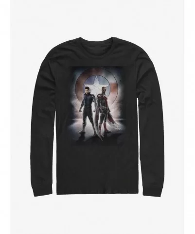 Wholesale Marvel The Falcon And The Winter Soldier Team Poster Long-Sleeve T-Shirt $11.84 T-Shirts