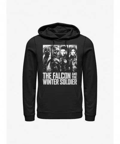 Premium Marvel The Falcon And The Winter Soldier Character Panel Hoodie $15.09 Hoodies