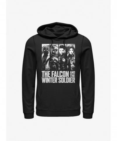 Premium Marvel The Falcon And The Winter Soldier Character Panel Hoodie $15.09 Hoodies