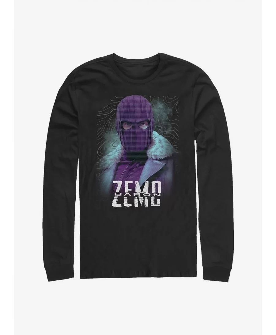 Discount Sale Marvel The Falcon And The Winter Soldier Zemo Purple Long-Sleeve T-Shirt $12.90 T-Shirts